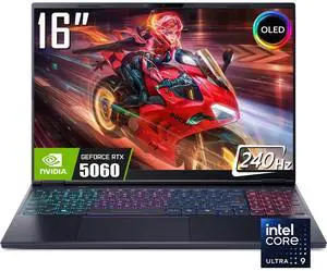 Acer Predator Helios Neo 16S AI Gaming Laptop, 16" OLED WQXGA 240Hz Display, Intel Core Ultra 9 275HX (>Core i9-14900HX), GeForce RTX 5060 8GB GDDR7, 16GB DDR5 / 1TB SSD, Thunderbolt 4, Win11 Home