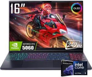 Acer Predator Helios Neo 16S AI Gaming Laptop, 16" OLED WQXGA 240Hz Display, Intel Core Ultra 9 275HX (>Core i9-14900HX), GeForce RTX 5060 8GB GDDR7, 16GB DDR5 / 1TB SSD, Thunderbolt 4, Win11 Pro