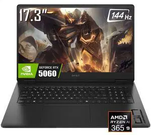 HP OMEN Gaming Laptop, 17.3" FHD 144Hz IPS LED Display, AMD Ryzen AI 9 365 (>i9-13900H), NVIDIA GeForce RTX 5060 8GB GDDR7, 32GB DDR5 / 1TB SSD, RGB Backlit Keyboard, Wi-Fi 6E, RJ-45, Win11 Home