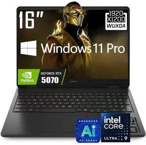 HP OMEN 16" AI Gaming Laptop, 2K 144Hz IPS 300Nits Display, Intel Core Ultra 9 285H(>Core i9-14900HX), GeForce RTX 5070 8GB GDDR7, 32GB DDR5 2TB SSD, 4-Zone RGB Backlit KB, Wi-Fi 6E, RJ-45, Win11 Pro