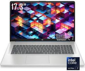 HP 17 Copilot AI Business Laptop, 17.3" HD+ LED Touchscreen 250 Nits Display, Intel 12-Core Ultra 7 255U (Max 5.2GHz), 16GB DDR5 / 512GB SSD, Backlit Keyboard, Wifi 6, Win11 Home HP 17 Copilot AI Business Laptop, 17.3" HD+ LED Touchscreen 250 Nits Display, Intel 12-Core Ultra 7 255U (Max 5.2GHz), 16GB DDR5 / 512GB SSD, Backlit Keyboard, Wifi 6, Win11 Home