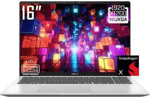 ASUS Vivobook Copilot PC Laptop, 16" WUXGA 60Hz 300nits Anti-glare Display, Snapdragon X1 26 100 Processor, 16GB RAM 512GB SSD, Qualcomm Adreno GPU, Backlit KB, Wi-Fi 6E, Bluetooth 5.3, Win11 Home ASUS Vivobook Copilot PC Laptop, 16" WUXGA 60Hz 300nits Anti-glare Display, Snapdragon X1 26 100 Processor, 16GB RAM 512GB SSD, Qualcomm Adreno GPU, Backlit KB, Wi-Fi 6E, Bluetooth 5.3, Win11 Home
