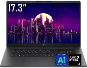 HP OmniBook 3 AI Laptop, 17.3" FHD IPS 300 Nits Anti-glare Display, AMD Ryzen 3 30 (Up to 4.1GHz), 8GB LPDDR5 / 512GB SSD, Wi-Fi 6, Bluetooth 5.4, AMD Radeon 610M, Win 11 Home HP OmniBook 3 AI Laptop, 17.3" FHD IPS 300 Nits Anti-glare Display, AMD Ryzen 3 30 (Up to 4.1GHz), 8GB LPDDR5 / 512GB SSD, Wi-Fi 6, Bluetooth 5.4, AMD Radeon 610M, Win 11 Home