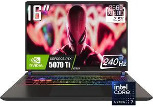 MSI Vector 16HX Gaming Laptop, 16" WQXGA 240Hz IPS Display, Intel Core Ultra 7 255HX, Geforce RTX 5070 Ti with 12GB GDDR7, 32GB DDR5 / 1TB SSD, 24 Zone RGB KB, RJ-45, WiFi 7, Thunderbolt 5, Win11 Home MSI Vector 16HX Gaming Laptop, 16" WQXGA 240Hz IPS Display, Intel Core Ultra 7 255HX, Geforce RTX 5070 Ti with 12GB GDDR7, 32GB DDR5 / 1TB SSD, 24 Zone RGB KB, RJ-45, WiFi 7, Thunderbolt 5, Win11 Home