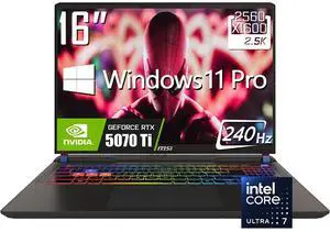 MSI Vector 16HX Gaming Laptop, 16" WQXGA 240Hz IPS Display, Intel Core Ultra 7 255HX, Geforce RTX 5070 Ti with 12GB GDDR7, 32GB DDR5 / 2TB SSD, 24 Zone RGB KB, RJ-45, WiFi 7, Thunderbolt 5, Win11 Pro MSI Vector 16HX Gaming Laptop, 16" WQXGA 240Hz IPS Display, Intel Core Ultra 7 255HX, Geforce RTX 5070 Ti with 12GB GDDR7, 32GB DDR5 / 2TB SSD, 24 Zone RGB KB, RJ-45, WiFi 7, Thunderbolt 5, Win11 Pro