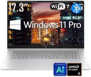 HP OmniBook 3 Business AI Laptop, 17.3" FHD IPS 300 Nits Anti-glare Display, AMD Ryzen 5 40 (Up to 4.3GHz), 8GB LPDDR5 / 512GB SSD, Wi-Fi 7, Bluetooth 6.0, AMD Radeon 610M, 1080p Camera, Win 11 Pro HP OmniBook 3 Business AI Laptop, 17.3" FHD IPS 300 Nits Anti-glare Display, AMD Ryzen 5 40 (Up to 4.3GHz), 8GB LPDDR5 / 512GB SSD, Wi-Fi 7, Bluetooth 6.0, AMD Radeon 610M, 1080p Camera, Win 11 Pro