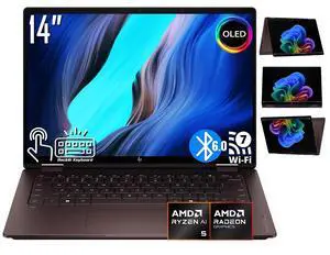 HP OmniBook X 2-in-1 AI Business Laptop, 14" OLED 2K Touchscreen 300 Nits Display, AMD Ryzen AI 5 430 (Up to 4.5 GHz), 16GB LPDDR5 / 1TB PCIe 4.0 SSD, Wi-Fi 7, Bluetooth 6.0, Backlit KB, Win 11 Home HP OmniBook X 2-in-1 AI Business Laptop, 14" OLED 2K Touchscreen 300 Nits Display, AMD Ryzen AI 5 430 (Up to 4.5 GHz), 16GB LPDDR5 / 1TB PCIe 4.0 SSD, Wi-Fi 7, Bluetooth 6.0, Backlit KB, Win 11 Home