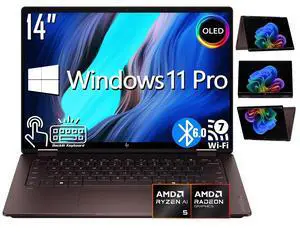 HP OmniBook X 2-in-1 AI Business Laptop, 14" OLED 2K Touchscreen 300 Nits Display, AMD Ryzen AI 5 430 (Up to 4.5 GHz), 16GB LPDDR5 / 512GB PCIe 4.0 SSD, Wi-Fi 7, Bluetooth 6.0, Backlit KB, Win 11 Pro HP OmniBook X 2-in-1 AI Business Laptop, 14" OLED 2K Touchscreen 300 Nits Display, AMD Ryzen AI 5 430 (Up to 4.5 GHz), 16GB LPDDR5 / 512GB PCIe 4.0 SSD, Wi-Fi 7, Bluetooth 6.0, Backlit KB, Win 11 Pro