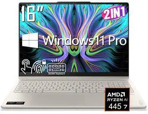 Lenovo Yoga 7 2-in-1 AI Business Laptop, 16" 2K Touchscreen 300 Nits Display, AMD Ryzen AI 7 445 (Up to 4.6 GHz), 16GB LPDDR5X / 1TB SSD, Backlit Keyboard, Fingerprint Reader, Wi-Fi 7, Win11 Pro Lenovo Yoga 7 2-in-1 AI Business Laptop, 16" 2K Touchscreen 300 Nits Display, AMD Ryzen AI 7 445 (Up to 4.6 GHz), 16GB LPDDR5X / 1TB SSD, Backlit Keyboard, Fingerprint Reader, Wi-Fi 7, Win11 Pro