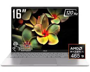 ASUS Vivobook S16 Business AI Laptop, 16" WUXGA Touchscreen 120Hz 400 nits Display, AMD Ryzen AI 9 465 (beats i9-14900H), 32GB DDR5 / 1TB SSD, Backlit KB, WiFi 6, Bluetooth 5.4, Win 11 Home ASUS Vivobook S16 Business AI Laptop, 16" WUXGA Touchscreen 120Hz 400 nits Display, AMD Ryzen AI 9 465 (beats i9-14900H), 32GB DDR5 / 1TB SSD, Backlit KB, WiFi 6, Bluetooth 5.4, Win 11 Home