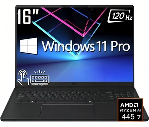 LG Gram Business AI Laptop, 16" FHD+ Touchscreen 120Hz 400 Nits Display, AMD Ryzen AI 7 445 (Up to 4.6 GHz), 16GB LPDDR5X / 512GB SSD, Backlit Keyboard, Wi-Fi 6E, Win11 Pro LG Gram Business AI Laptop, 16" FHD+ Touchscreen 120Hz 400 Nits Display, AMD Ryzen AI 7 445 (Up to 4.6 GHz), 16GB LPDDR5X / 512GB SSD, Backlit Keyboard, Wi-Fi 6E, Win11 Pro