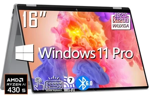 HP OmniBook X 2-in-1 AI Business Laptop, 16" WUXGA IPS Touchscreen 300 Nits Display, AMD Ryzen AI 5 430 (Up to 4.5 GHz), 16GB LPDDR5 / 1TB PCIe SSD, Wi-Fi 7, Bluetooth 6.0, Backlit KB, Win 11 Pro HP OmniBook X 2-in-1 AI Business Laptop, 16" WUXGA IPS Touchscreen 300 Nits Display, AMD Ryzen AI 5 430 (Up to 4.5 GHz), 16GB LPDDR5 / 1TB PCIe SSD, Wi-Fi 7, Bluetooth 6.0, Backlit KB, Win 11 Pro