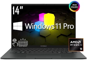 ASUS Zenbook 14 AI Business Laptop, 14" OLED FHD+ Touchscreen 60Hz 500 nits Display, AMD Ryzen AI 9 465 (beats i9-14900H), 16GB LPDDR5X / 2TB SSD, Backlit KB, WiFi 6E, Facial Recognition, Win 11 Pro ASUS Zenbook 14 AI Business Laptop, 14" OLED FHD+ Touchscreen 60Hz 500 nits Display, AMD Ryzen AI 9 465 (beats i9-14900H), 16GB LPDDR5X / 2TB SSD, Backlit KB, WiFi 6E, Facial Recognition, Win 11 Pro