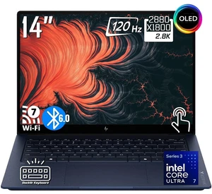 HP OmniBook X Business AI Laptop, 14" 3K OLED 500 Nits Display, Intel Core Ultra 7 355 (Up to 49 NPU TOPS), 16GB LPDDR5X / 2TB SSD, Wi-Fi 7, Bluetooth 6.0, Backlit Keyboard, Thunderbolt 4, Win 11 Home HP OmniBook X Business AI Laptop, 14" 3K OLED 500 Nits Display, Intel Core Ultra 7 355 (Up to 49 NPU TOPS), 16GB LPDDR5X / 2TB SSD, Wi-Fi 7, Bluetooth 6.0, Backlit Keyboard, Thunderbolt 4, Win 11 Home