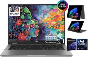 ASUS Vivobook Flip Laptop, 14" OLED WUXGA Touchscreen 16:10 400 nits Display, Intel Core Ultra 7 256V, 16GB LPDDR5X 1TB PCIe SSD, Intel Arc Graphics, Wi-Fi 7, Bluetooth 5.4, Backlit KB, Win11 Pro