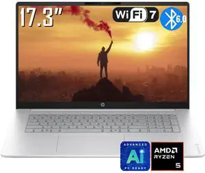 HP OmniBook 3 Business AI Laptop, 17.3" FHD IPS 300 Nits Anti-glare Display, AMD Ryzen 5 40 (Up to 4.3GHz), 8GB LPDDR5 / 1TB SSD, Wi-Fi 7, Bluetooth 6.0, AMD Radeon 610M, Win 11 Home HP OmniBook 3 Business AI Laptop, 17.3" FHD IPS 300 Nits Anti-glare Display, AMD Ryzen 5 40 (Up to 4.3GHz), 8GB LPDDR5 / 1TB SSD, Wi-Fi 7, Bluetooth 6.0, AMD Radeon 610M, Win 11 Home