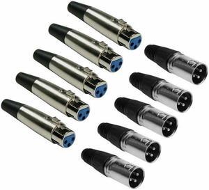 10 Pack XLR 3-Pin Female Male Audio Mic Microphone Adapter Cable Connector Plug