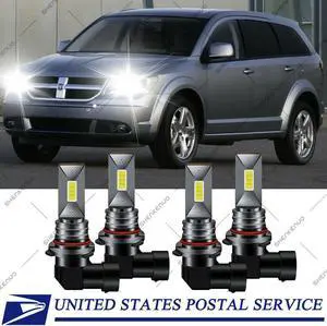 4pcs 9005+9006 LED Combo Headlight Kit  COB 440W High  Low Beam Light Bulbs