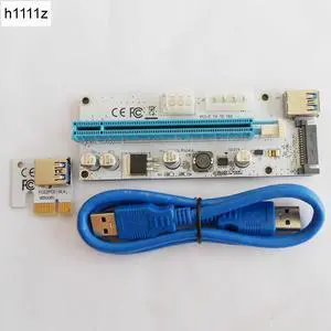 PCI E Express Riser VER008S 3in1 SATA 4Pin 6Pin Power USB 3.0 PCI-E 1x to 16x PCI-E Riser Card for BTC Antminer Mining Miner