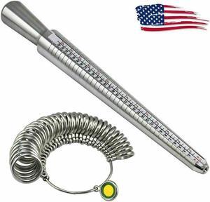 US Ship Metal Ring Sizer Guage Mandrel Finger Sizing Measure Stick Standard Tool