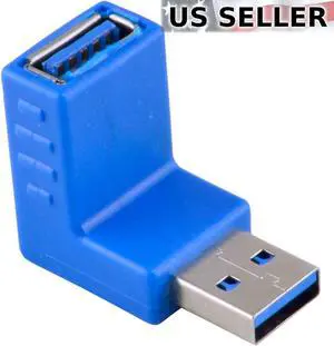 USB 3.0 Down Facing 90-Degree Right Angle Adapter Male Female Coupler Extension