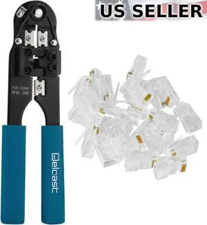 Cable Crimper Tool  50 Connectors for CAT5 CAT5e RJ-45 Network Cables