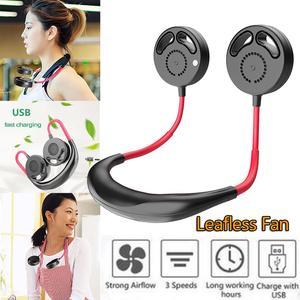 Portable Leafless Fan USB Rechargeable Neckband Lazy Neck Hanging Style Dual Fanless Chargeable Cooling Sports Fans