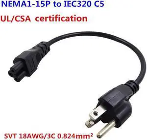 American US 3pin Mickey Mouse AC Power short Cord, USA Nema 5-15P male to IEC320 C5 female Laptop Portable Power Cable 20cm American US 3pin Mickey Mouse AC Power short Cord, USA Nema 5-15P male to IEC320 C5 female Laptop Portable Power Cable 20cm