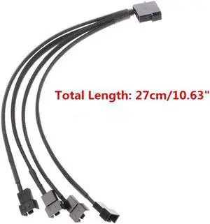 New 1 To 4 Way Y-Splitter Sleeved 4-Pin Molex Fan Male To 4x 3-Pin/4-Pin PWM Male Connector For Fan Extension Adapter Cables