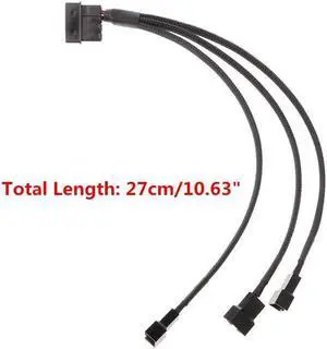 1 To 3 Way Y-Splitter Sleeved 4-Pin Molex Male To 3x 3-Pin/4-Pin PWM Fan Male Extension Connector Cable Adapter High Quality