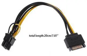 1Pc Single 15Pin SATA Male To 8Pin(6+2) PCI-E Male Video Card Power Supply Cable 20cm SATA Power Cables High Quality