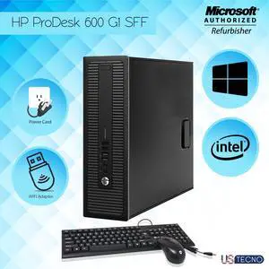 Grade A -Hp ProDesk 600 G1 SFF Desktop PC Core i5 4th Gen 4570 @ 3.20Ghz / Dual Monitor Support / Windows 10 Professional- 64 Bit Free New Keyboard , Mouse, WiFi Adapter, Power Cord