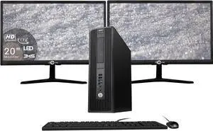 HP Workstation Z240 SFF Grade A Desktop PC Computer Core i5 6th Gen 6500 Upto 3.60 Ghz 16GB DDR4 1TB HDD USB 3.0 Dual (2)  20 inch Tecnii Monitor (HDMI) Win 10 Home New Keyboard & Mouse Combo