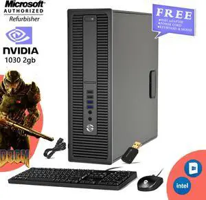 Gaming PC Computer- HP EliteDesk 800 G1 SFF Desktop Core i5- 4th Gen 4570 -3.20 Ghz (Upto 3.60 Ghz)- 16GB RAM 1TB SSD -Nvidia GT1030 2GB (HDMI, DVI) -Win 10 Home -New Wired KB & Mouse Combo