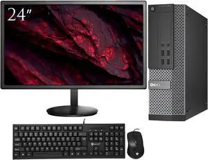 DELL Desktop PC 7020 Small Form Factor (SFF) Computer Core i5 4th Gen 4570 3.20Ghz Upto 3.60 Ghz 8GB RAM 256GB  SSD With BrandNew 24" New Monitor (HDMI) New Wired KB & Mouse - Full Set