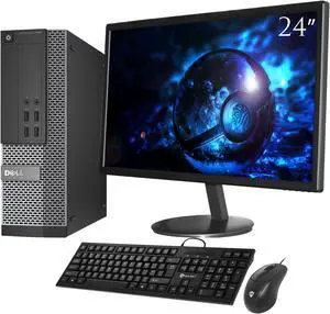 DELL Optiplex 7020 Small Form Factor (SFF ) PC Computer Core i5 4th Gen 4570 3.20Ghz Upto 3.60 Ghz 8GB RAM 1TB SSD With BrandNew 24" New Monitor (HDMI) New Wired KB & Mouse - Full Set