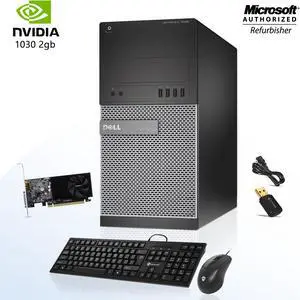 Dell Gaming Desktop 7020 Tower Computer PC  Core i5 4th Gen 4570 3.20 Ghz (Upto 3.60 Ghz) 16GB Memory 1TB SSD Nvidia Geforce 1030 2GB Win 10 Home New Wired KB & Mouse Combo, WiFi