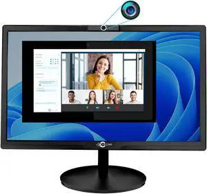 TECNII 20 Inch Video Conferencing Monitor (2022W) LED Backlit| Built-in Web Camera, Microphones, Speakers| HDMI VGA Inputs for Home and Office| Black
