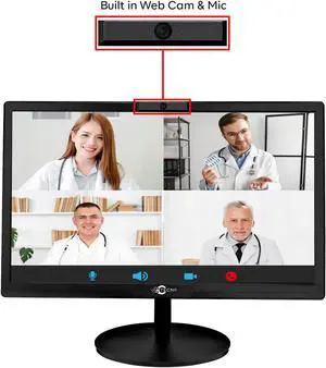 Webcamera Monitor TECNII 20 Inch Webcam Monitor (2022W) LED Backlit, Built-in Web Camera, Microphones, Speakers, HDMI VGA Inputs for Home and Office| Black