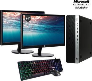 HP EliteDesk 800 G3 SFF Business Desktop PC Core i7 6700 Upto 4.00Ghz 32GB DDR4 RAM New 1TB SSD with New Dual (2) 24" Monitor (HDMI) -Windows 10 Pro, Free Gaming Keyboard, Mouse, DP to HDMI Adapter