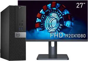 Dell Optiplex Desktop Computer PC Small Form Factor | Intel Core i5 - 6th Gen Processor upto (3.60 GHz) | 16GB DDR4 RAM - 512 SSD | 27" inch FHD Monitor| WiFi, BT, HDMI, Win 10 Pro, Keyboard & Mouse