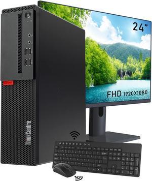 Business Desktop Lenovo ThinkCentre SFF PC - Intel Core i7 (6700) @3.4GHz - 1TB SSD - 32GB DDR4 RAM - BT, WiFi - Windows 10 Pro - Keyboard/Mouse included - 24" FHD Monitor - Black