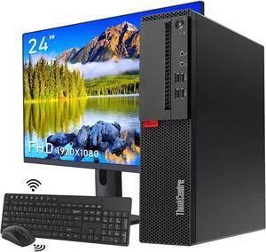 Lenovo ThinkCentre SFF Business Desktop PC Computer / Intel-Core i7 - 6700 @3.4GHz - 32GB RAM (DDR4) - 2TB SSD / Windows 10 Pro 64-bit, BT, WiFi / Wireless Keyboard & Mouse / 24" FHD Monitor - Black