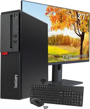 Lenovo ThinkCentre Desktop Small Form, 27" FHD Monitor, Intel Core i7 6700 ( @3.4GHz upto 4.0GHz ), 16GB DDR4 RAM, 512GB SSD Hard Drive, WiFi, BT, Windows 10 Pro, Wireless Keyboard & Mouse - Black