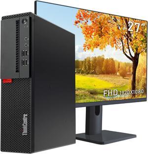 Lenovo ThinkCentre SFF Business Desktop PC - Intel Core i7 (7700) @3.60 GHz - 1TB SSD - 32GB DDR4 RAM - BT, WiFi - Windows 10 Pro - Keyboard/Mouse included - 27" FHD Monitor - Black