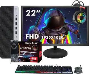 HP ProDesk 600 G3 SFF Desktop - New 22-inch FHD Monitor, Intel Core i5-6th Gen, 16GB RAM, 512GB SSD, RX 550, Win 10 Pro, Gaming Headset - Gaming PC