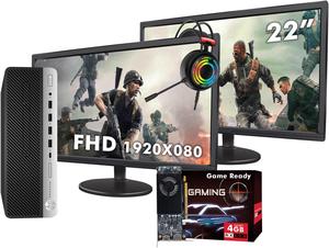 HP ProDesk 600 G3 SFF Desktop - New Dual 22-inch FHD Monitor, Intel Core i5-6th Gen, 16GB RAM, 1TB SSD, RX 550, Win 10 Pro, Gaming Headset - Gaming PC