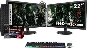 HP ProDesk 600 G3 SFF Desktop - New Dual 22-inch FHD Monitor, Intel Core i5-6th Gen, 32GB RAM, 512GB SSD, RX 550, Win 10 Pro, Gaming Headset - Gaming PC