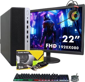 HP ProDesk 600 G3 SFF Desktop - New 22-inch FHD Monitor, Intel Core i5-6th Gen, 16GB RAM, 256GB SSD, GT 1030, Win 10 Pro, Gaming Headset - Gaming PC