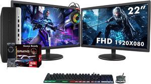 HP ProDesk 600 G3 SFF Desktop - New Dual 22-inch FHD Monitor, Intel Core i5-6th Gen, 32GB RAM, 1TB SSD, RX 550, Win 10 Pro, Gaming Headset - Gaming PC